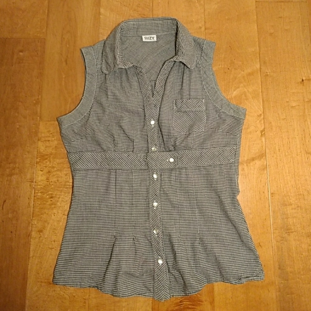 Black n White Gingham Sleeveless Top